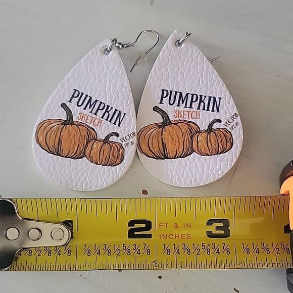 Pumpkin sketch earrings dangle 3" - Picture 5 of 5